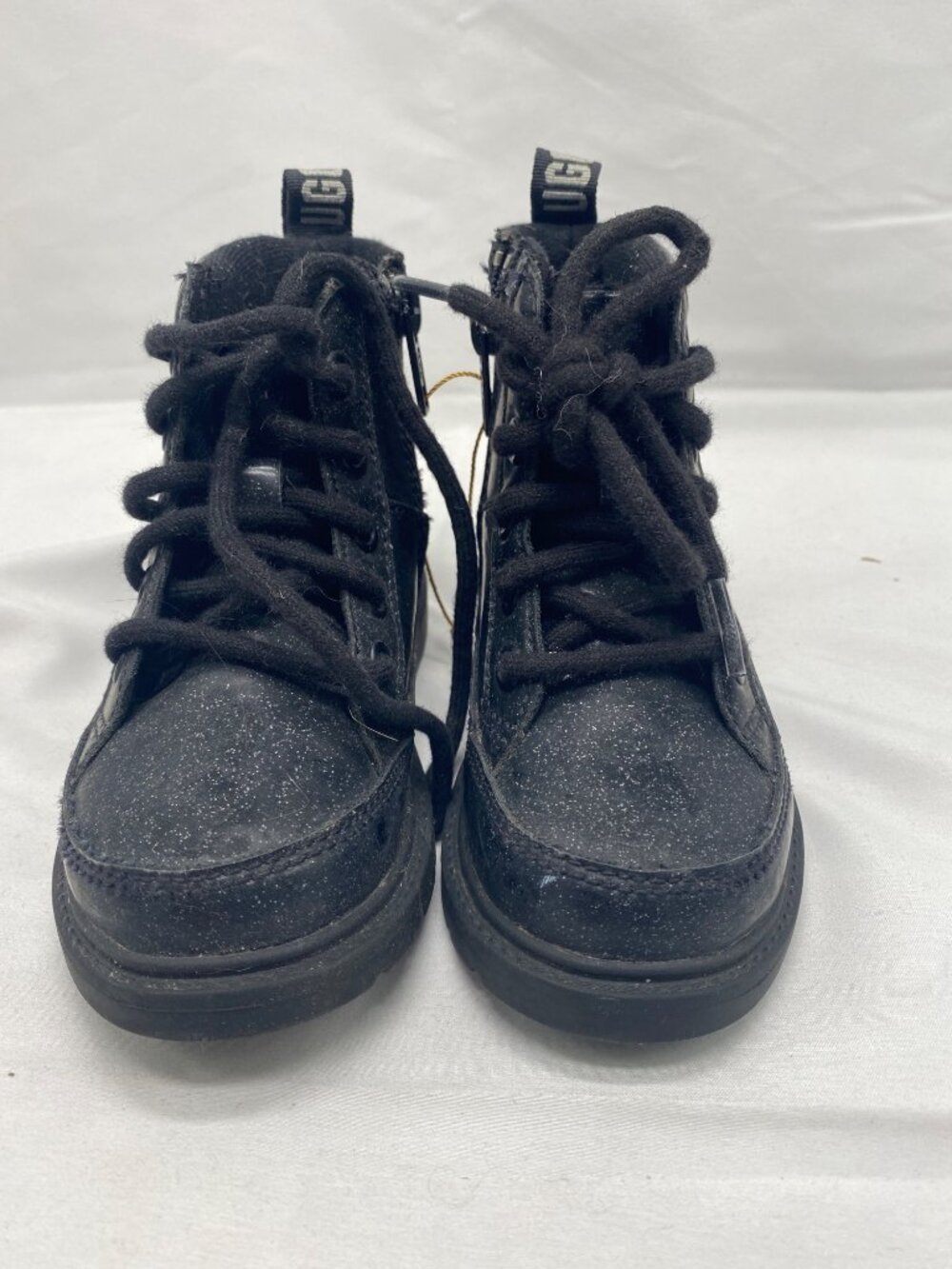 UGG Black Lace-Up Kids Boots Side Zipper Size 8 USA Durable & Stylish Winter